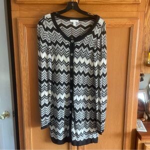 Charter Club cardigan tunic black/silver/white size medium